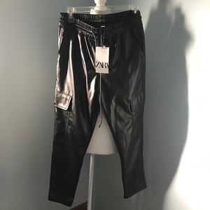 Vegan leather cargo pants from Zara; Size large